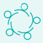 5 stick figures forming a circle
